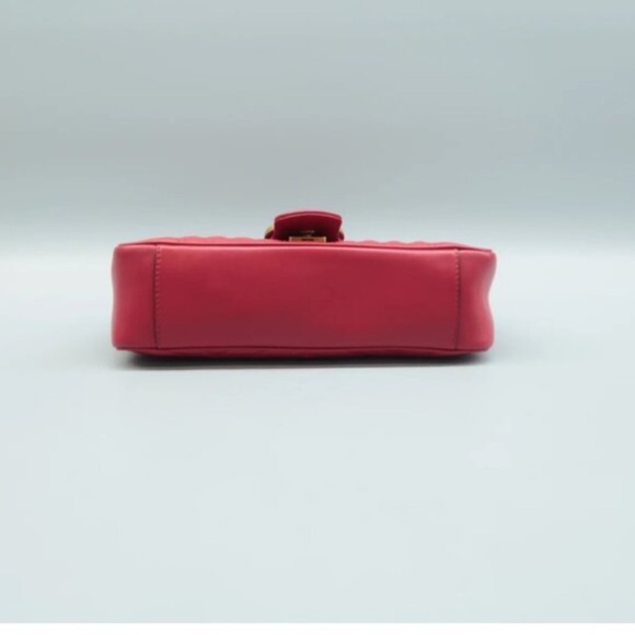 100% Authentic GUCCI Marmont Red Leather Shoulder Bag - Picture 5 of 12